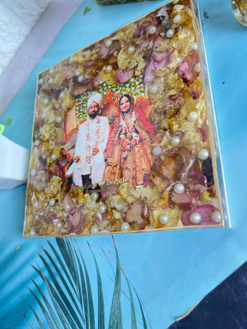 Handmade Custom-Designed Resin Block For Varmala Preservation (8-Inches)