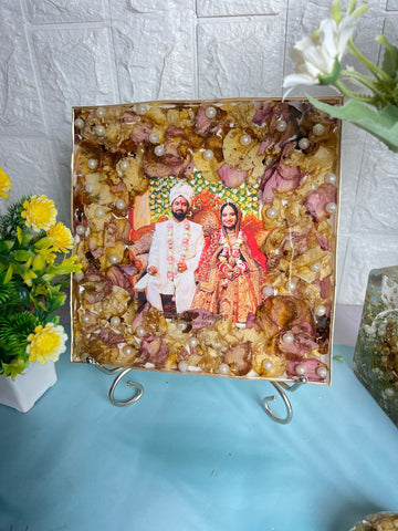 Handmade Custom-Designed Resin Block For Varmala Preservation (8-Inches)