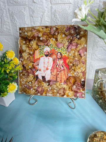 Handmade Custom-Designed Resin Block For Varmala Preservation (8-Inches)