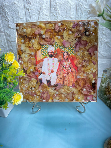 Handmade Custom-Designed Resin Block For Varmala Preservation (8-Inches)