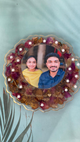 6-Inches Resin Frame with Flowers & Photo of First-Date