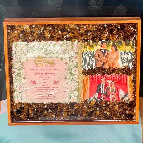 12 by 15 Inches Wooden Frame with Preserved Full Wedding Varmala