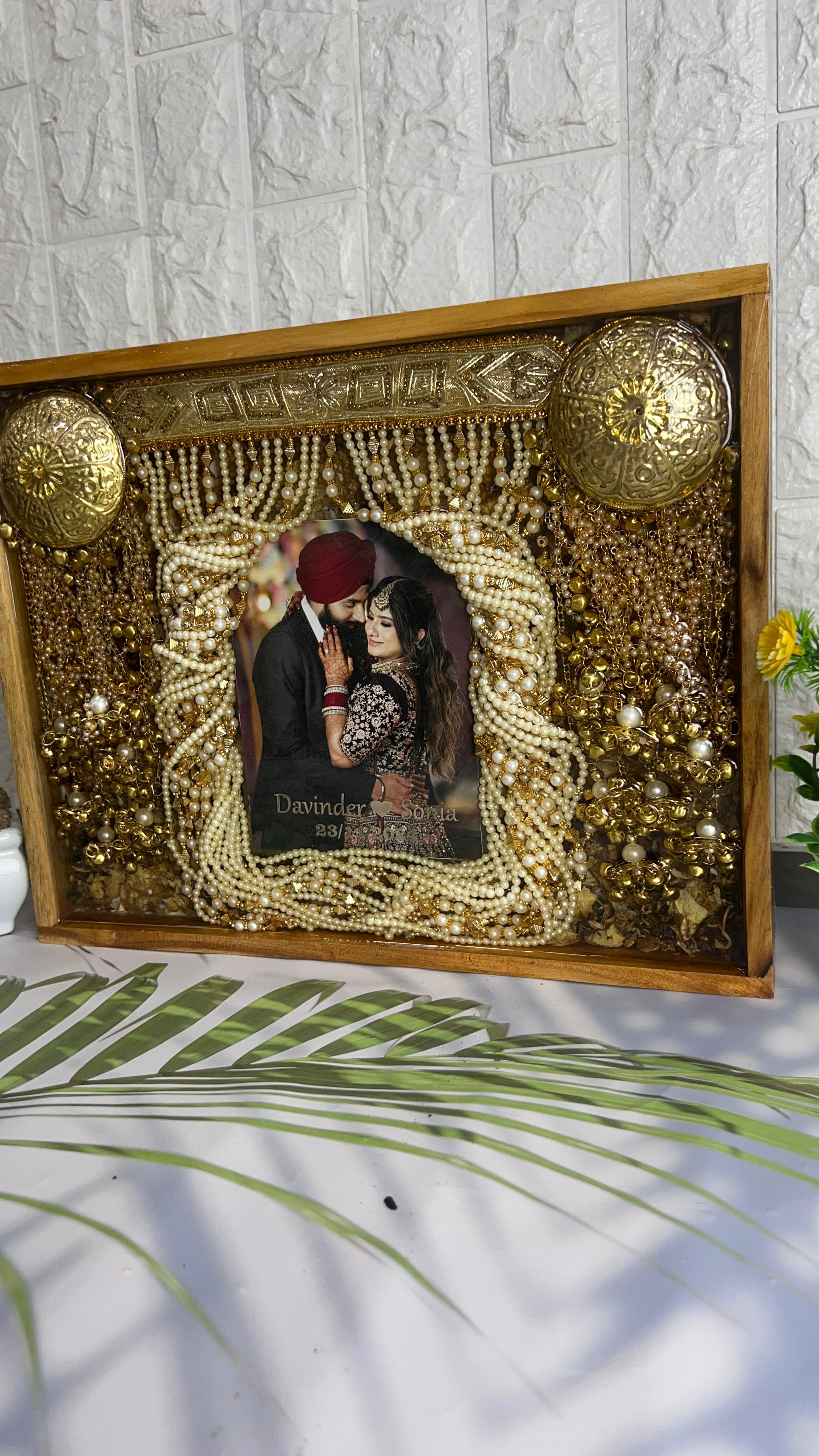Punjabi Wedding Memory Preservation in 11 by 14 Inches Wooden Frame