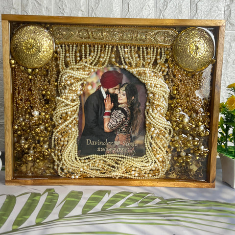 Punjabi Wedding Memory Preservation in 11 by 14 Inches Wooden Frame