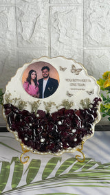 Agate-Shaped Wedding Varmala Flowers Preserved Resin Frame (8-Inches)