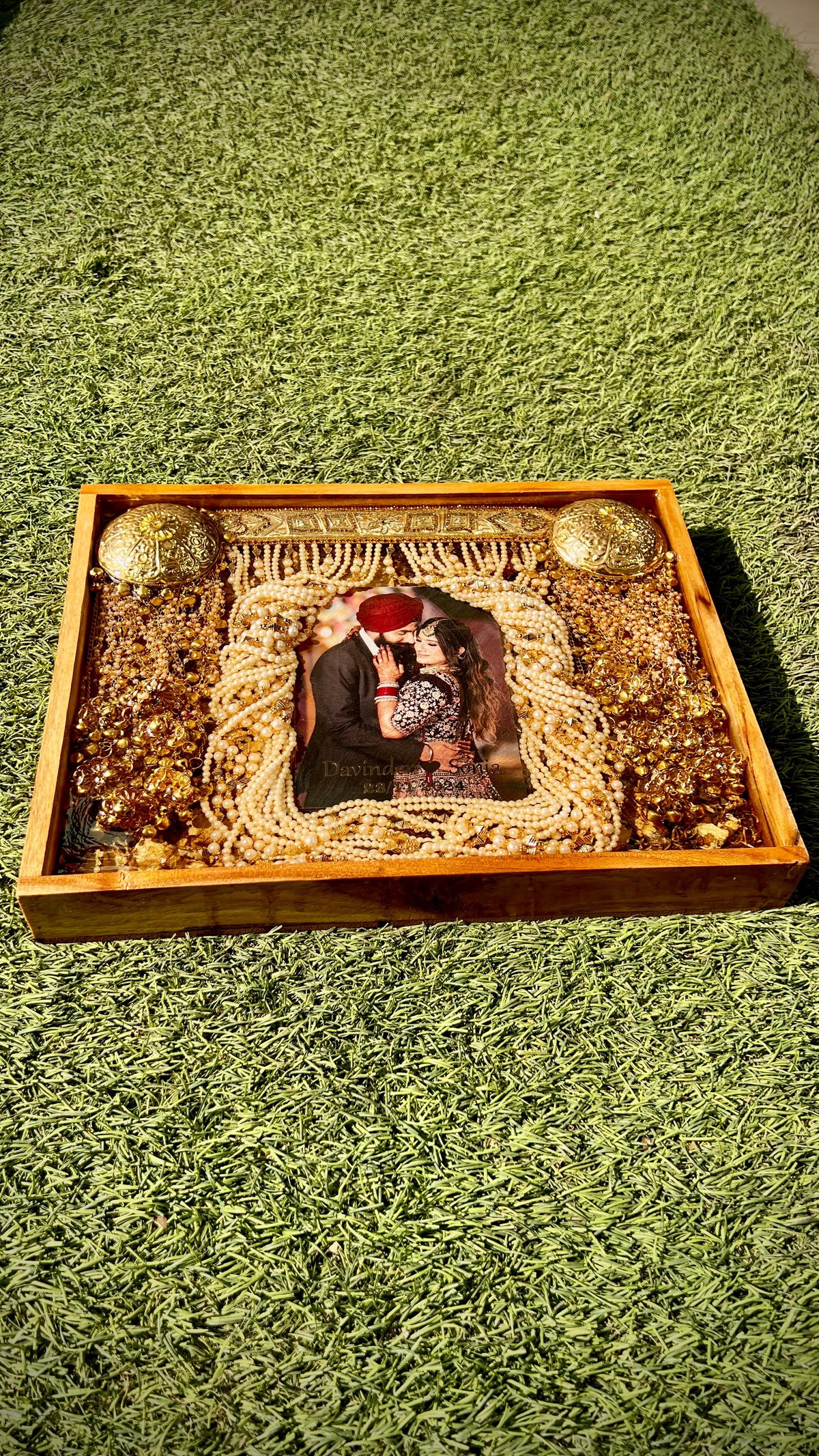 Punjabi Wedding Memory Preservation in 11 by 14 Inches Wooden Frame