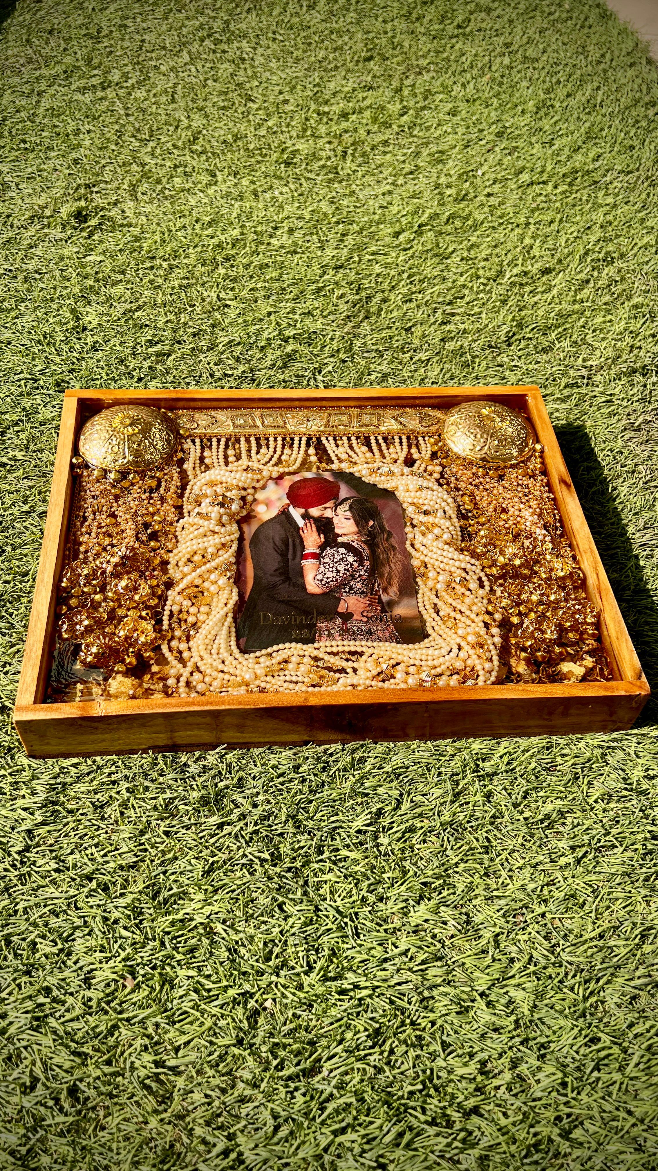 Punjabi Wedding Memory Preservation in 11 by 14 Inches Wooden Frame