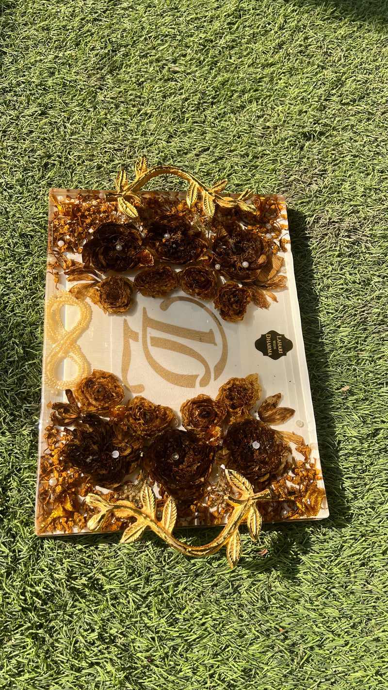 Resin Tray with Varmala Flowers Preservation