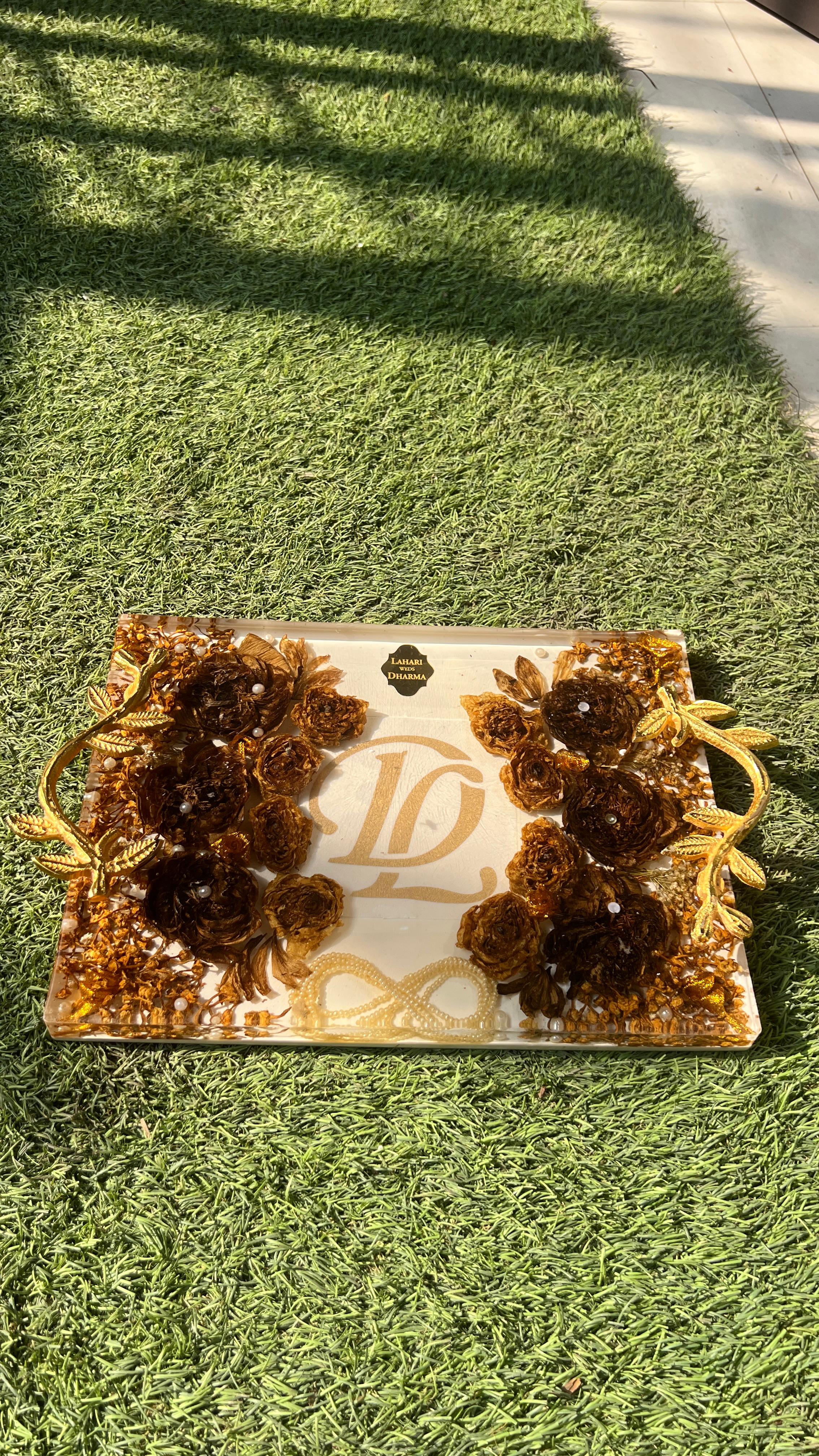 Resin Tray with Varmala Flowers Preservation