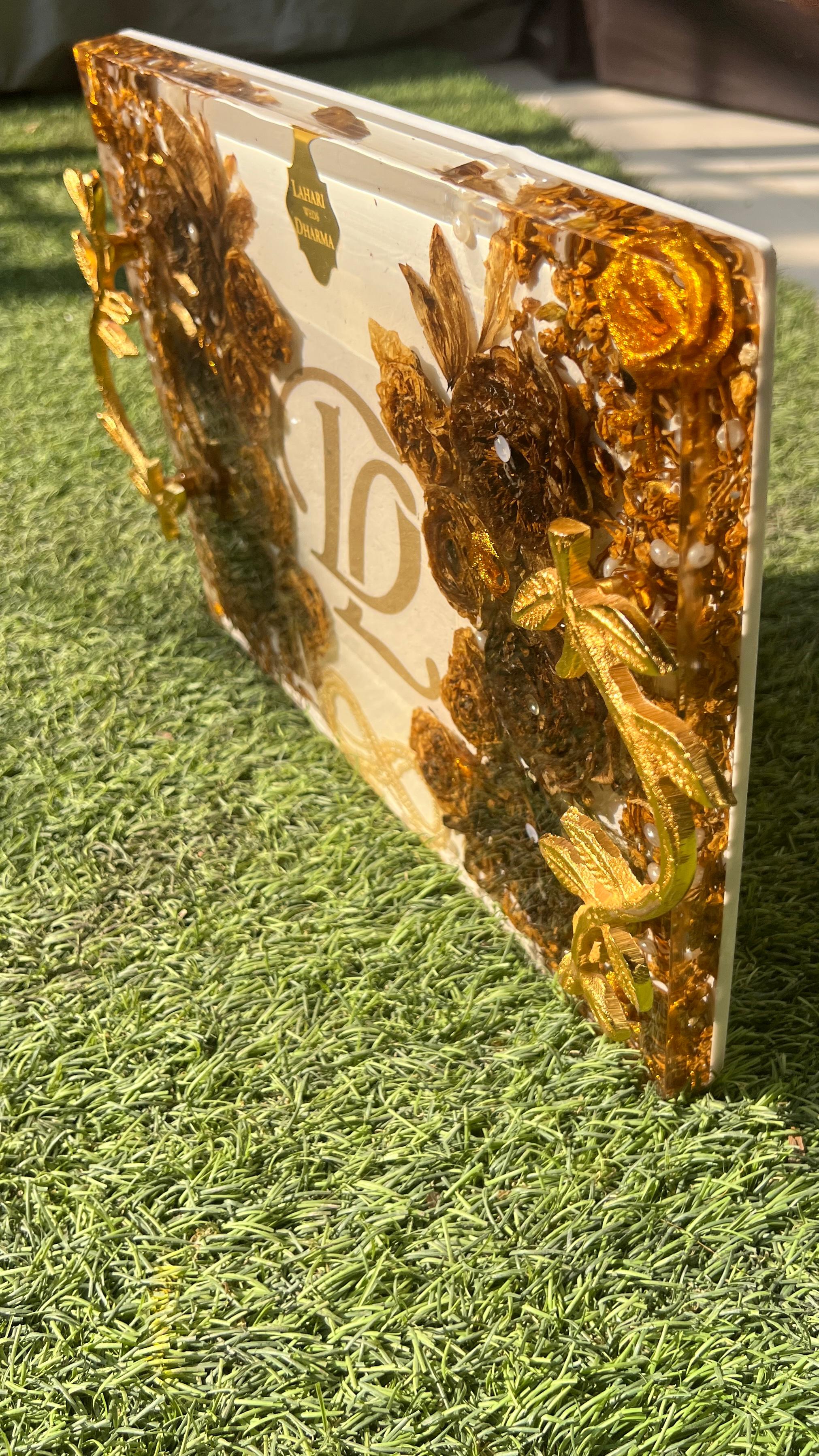 Resin Tray with Varmala Flowers Preservation