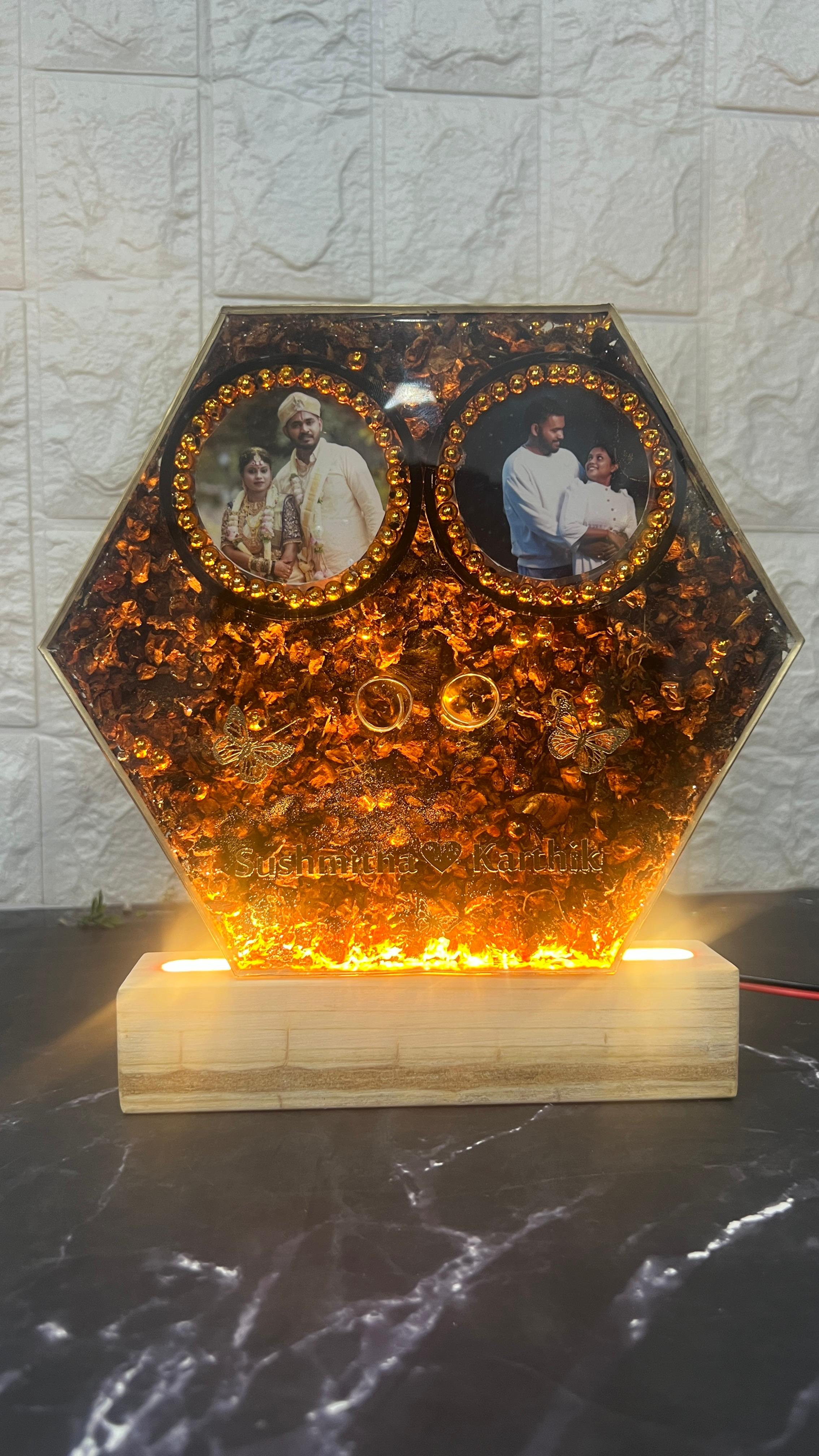 Handmade Epoxy Resin Wedding Keepsake Frame (8-Inches)