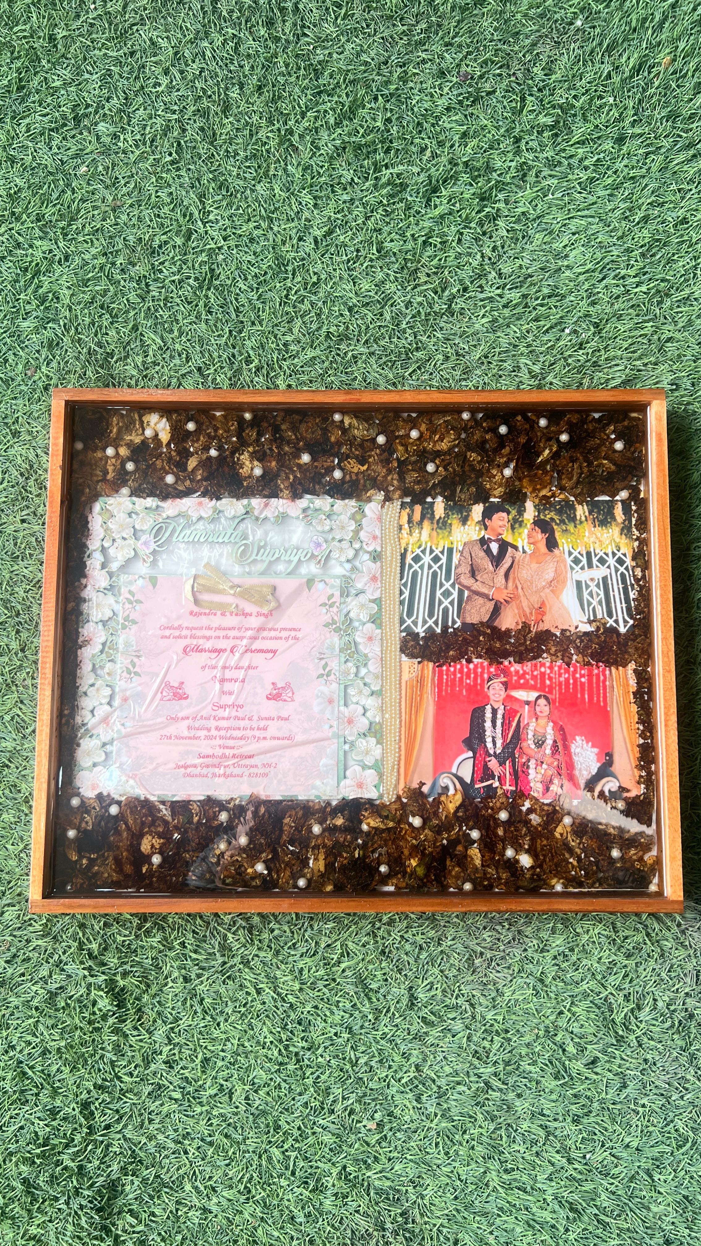 12 by 15 Inches Wooden Frame with Preserved Full Wedding Varmala