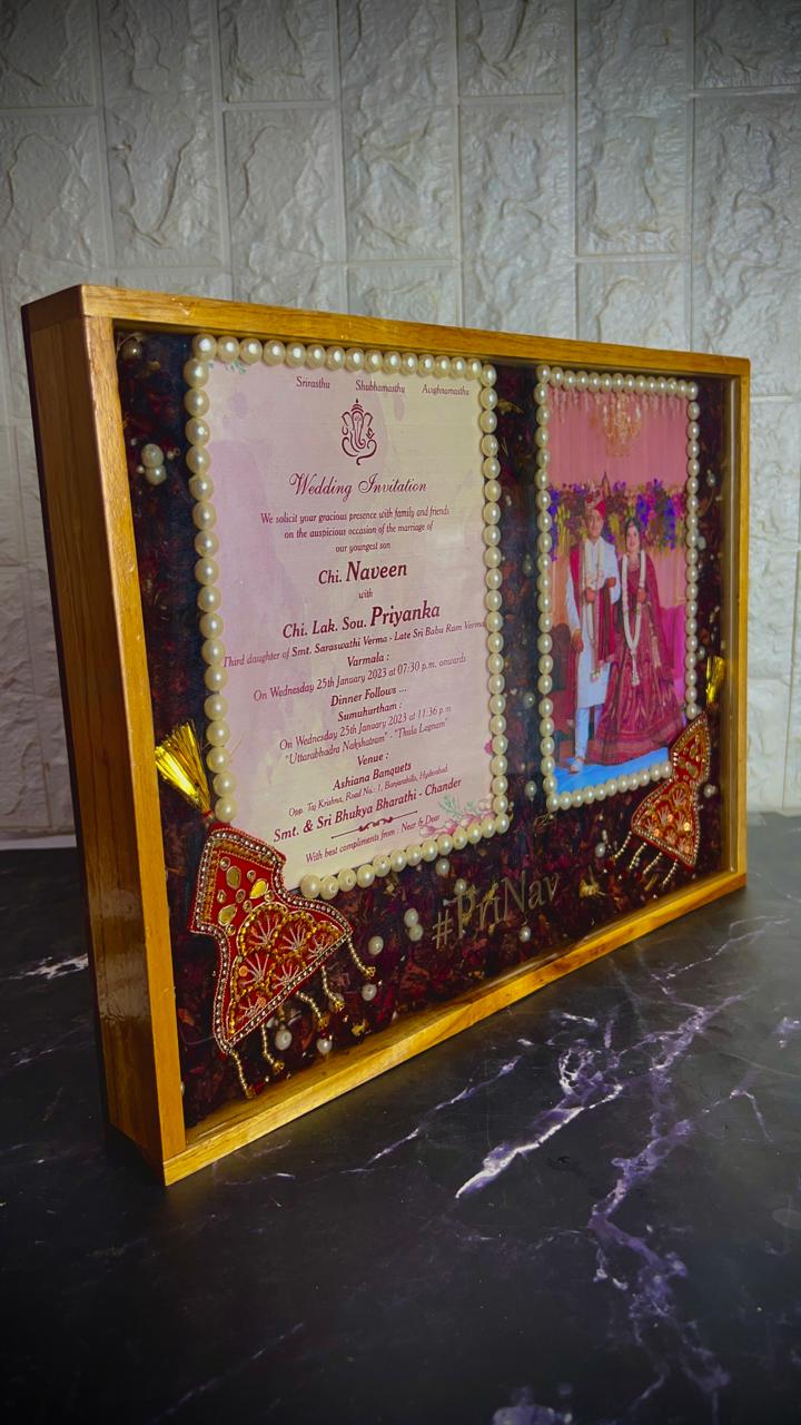 Wedding Garland Flowers Preservation in Large Teakwood Frame (12 by 16-Inches)