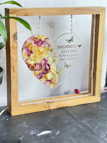 Preserved Wedding Flower in Deep-Cast Resin Heart Frame