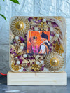 Resin 6inch square with Keleera and couple photo and Kalangi & Flowers & Dulha Necklace Varmala Preservation