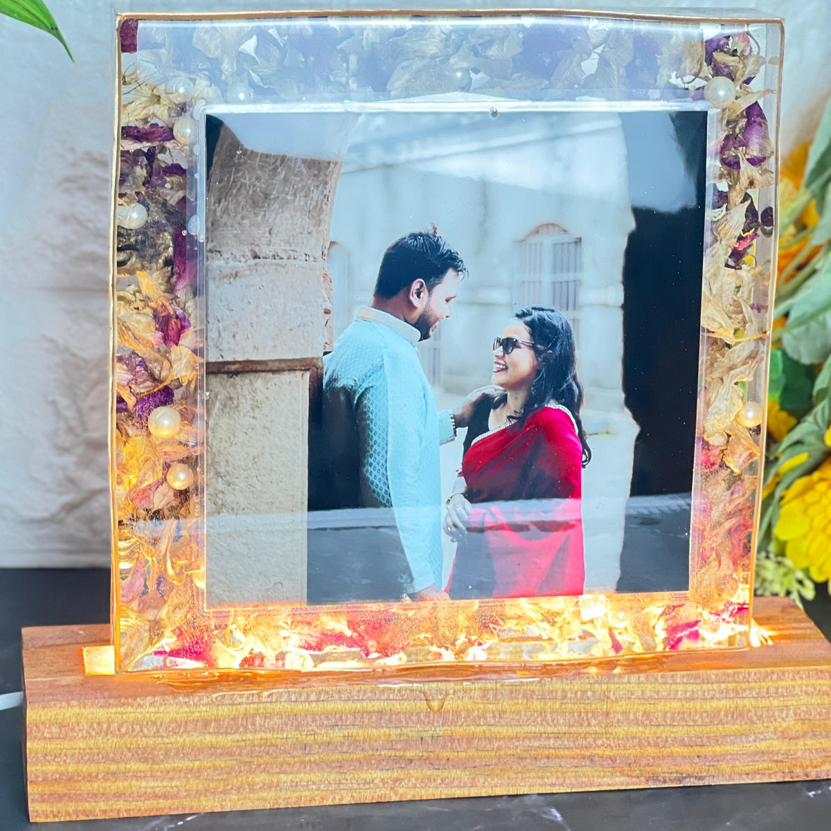 Resin Frame for Varmala Preservation with LED Stand (8-Inches)