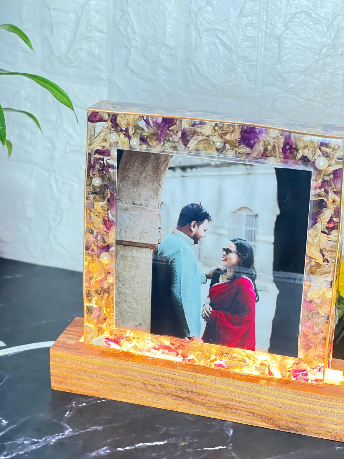 Resin Frame for Varmala Preservation with LED Stand (8-Inches)