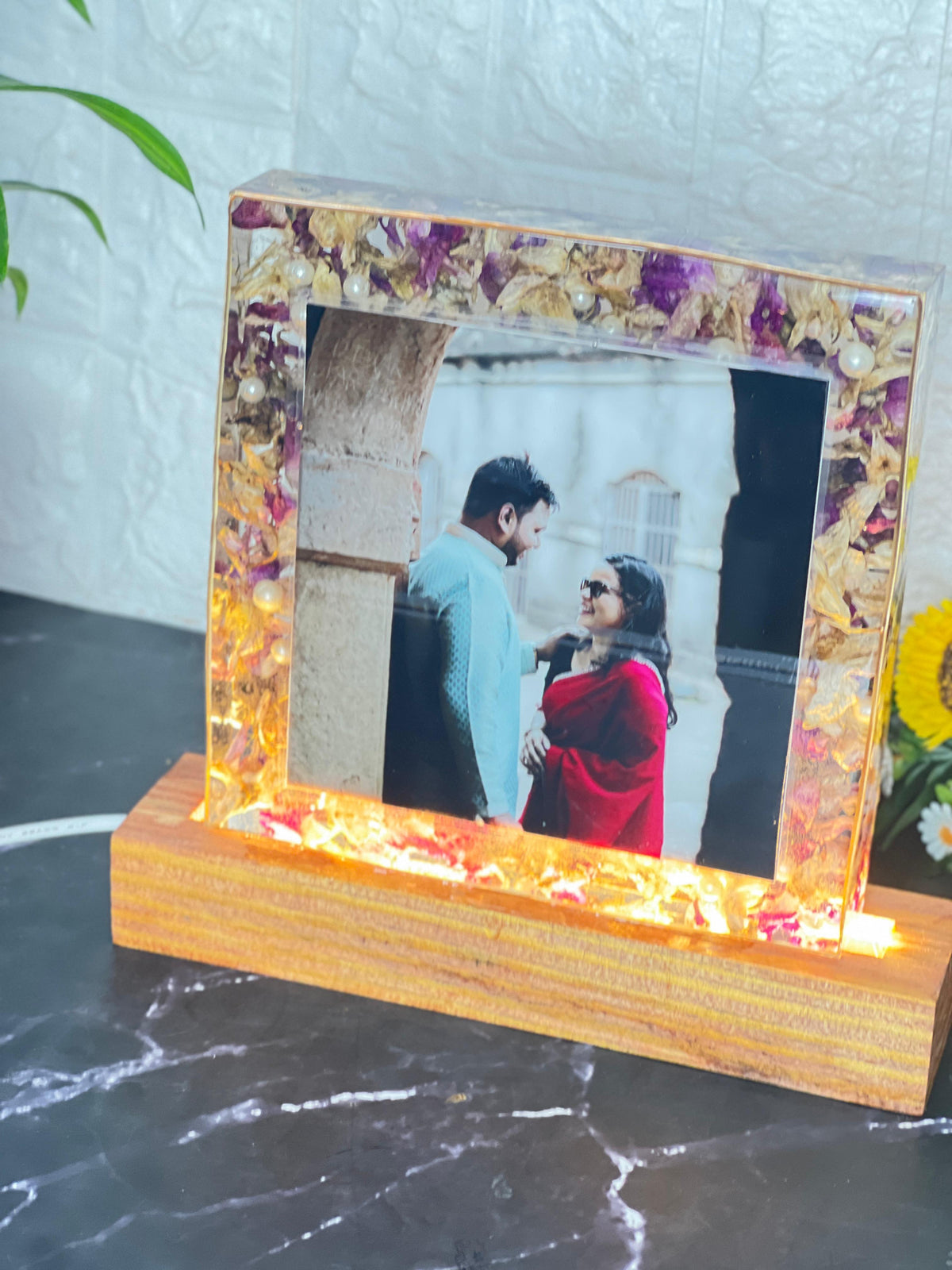 Resin Frame for Varmala Preservation with LED Stand (8-Inches)