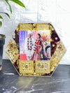 Resin 8inch Hexagonal shape with LED connection and Couple Photo and Name with Keleera Flowers perasl Varmala Preservation