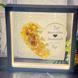 Resin Heart-Shaped Flower Preservation Frame | LED Wooden Stand