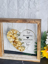 Resin Heart-Shaped Flower Preservation Frame | LED Wooden Stand