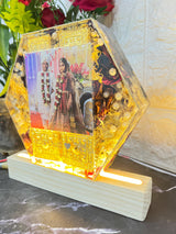 Wedding Garland Resin Preservation in Hexagonal LED Frame (8-Inches)