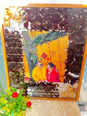 Resin Varmala Preservation With Wooden Frame (15 by 12 Inches)