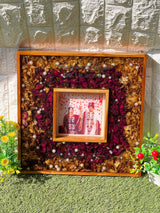 Handmade Varmala Resin Keepsake (16*16 Inches) | Teakwood Frame