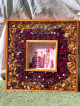 Handmade Varmala Resin Keepsake (16*16 Inches) | Teakwood Frame