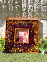 Handmade Varmala Resin Keepsake (16*16 Inches) | Teakwood Frame