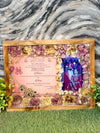 Resin 12 by 15 inch frame with Yellow & pink Flowers with Couple photo and Weeding card  Varmala Preservation