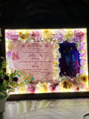 Resin 12 by 15 inch frame with Yellow & pink Flowers with Couple photo and Weeding card  Varmala Preservation