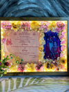 Resin 12 by 15 inch frame with Yellow & pink Flowers with Couple photo and Weeding card  Varmala Preservation