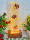 Rectangular Crystal Clear Resin LED Block with Single Rose Preservation