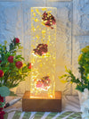 Rectangular Crystal Clear Resin LED Block with Single Rose Preservation