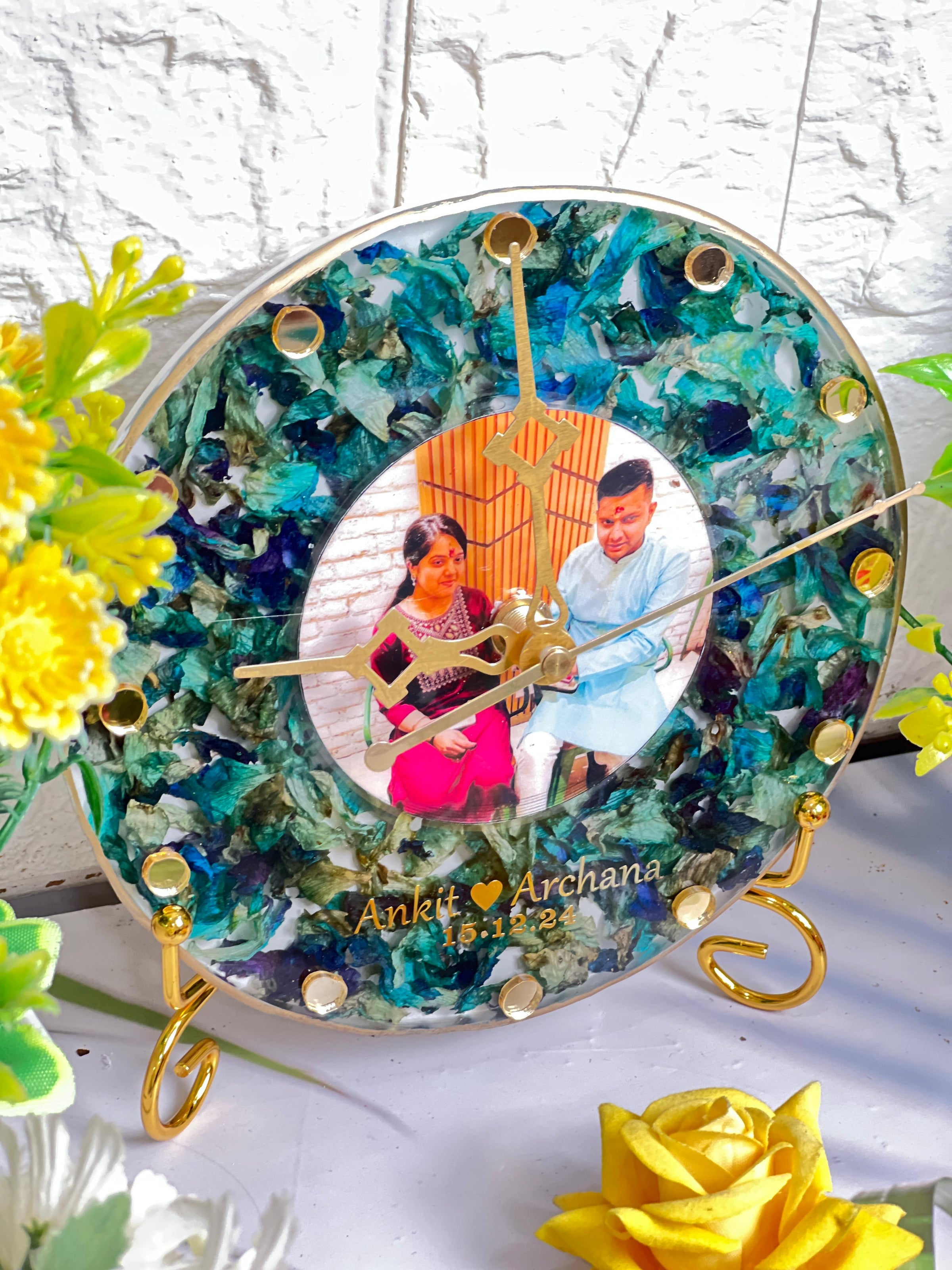 Orchid Flowers Preservation Resin Wall Clock (6-Inches)