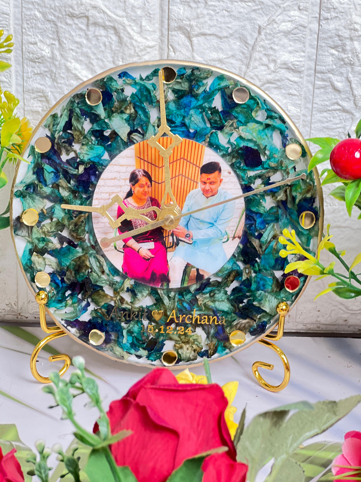 Orchid Flowers Preservation Resin Wall Clock (6-Inches)