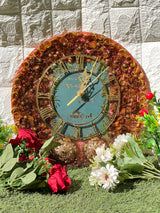Round Resin Clock with Wedding Card and Kaleera Preservation (14-Inches)