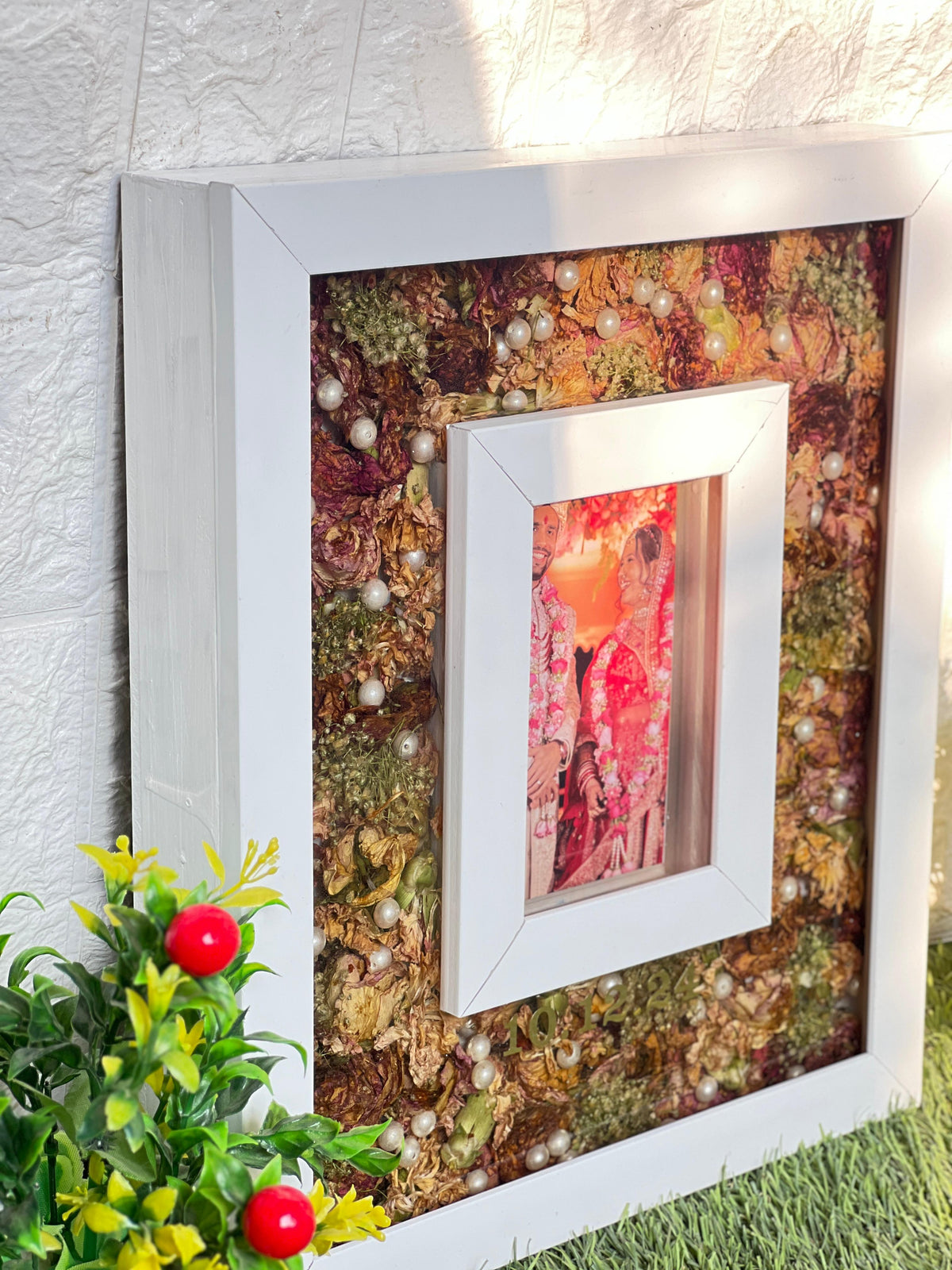 Wedding Flowers Preserved Teakwood Frame (12 by 15 Inches)