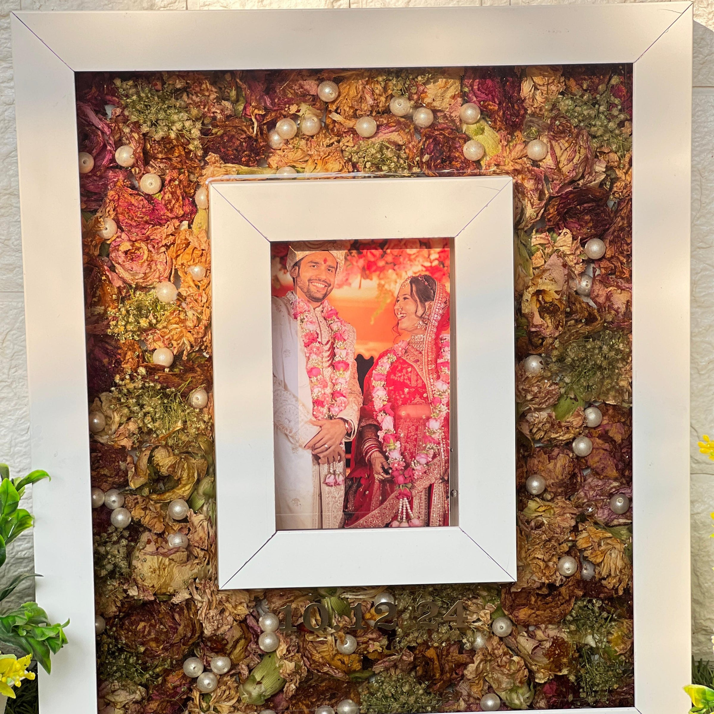 Wedding Flowers Preserved Teakwood Frame (12 by 15 Inches)