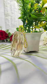 Round Epoxy Resin Bag Charm with Flower Preservation