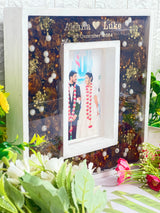 Wedding Varmala Flowers Preservation in Wooden Frame (10 by 10 Inches)