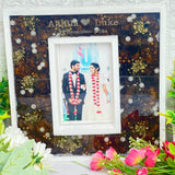 Wedding Varmala Flowers Preservation in Wooden Frame (10 by 10 Inches)