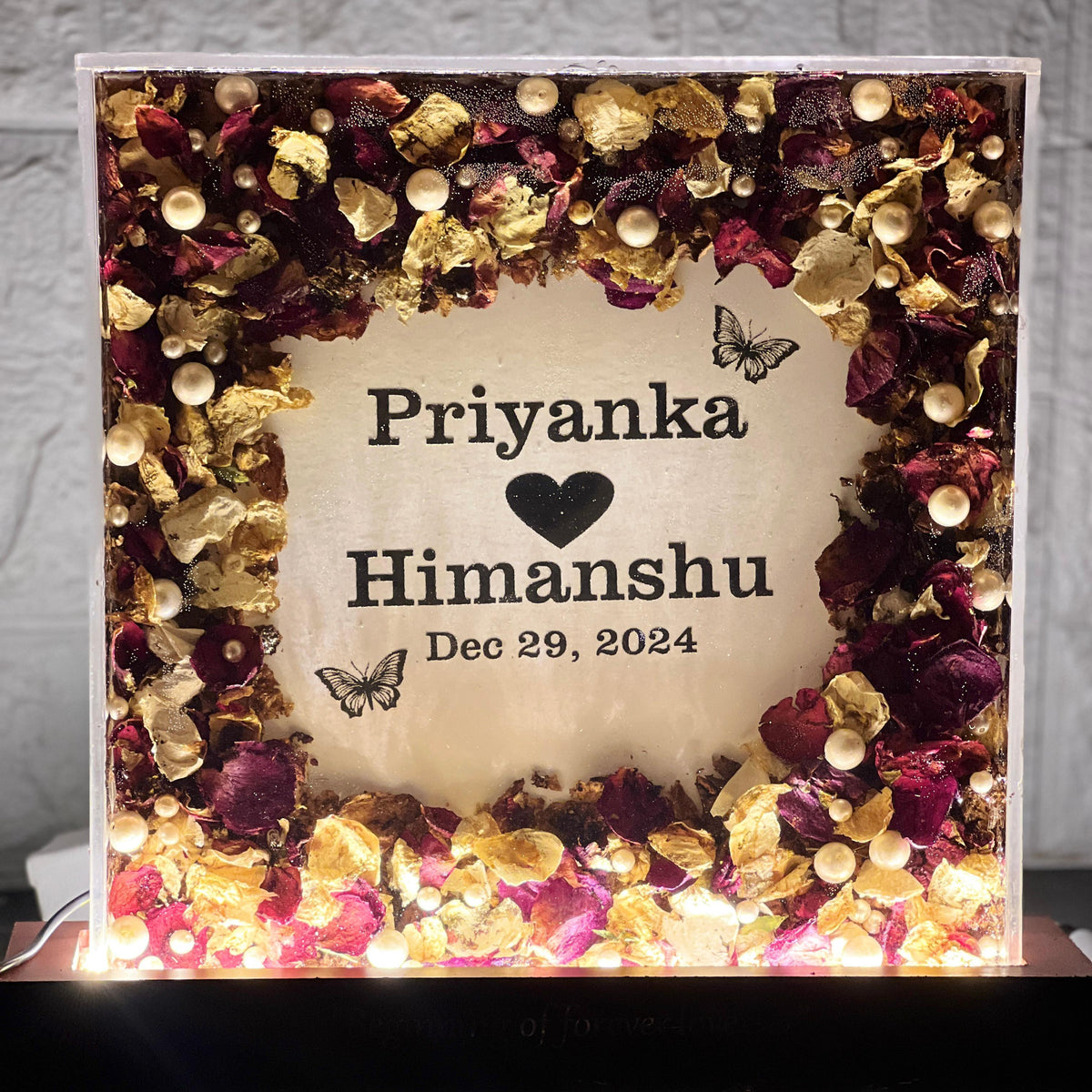 Acrylic Wedding Card Preservation LED Block (12-inches)