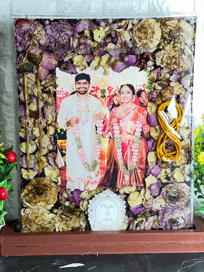 Custom Varmala Preservation Resin Frame | Wedding Garland Keepsake | Wedding Card Preservation in Resin