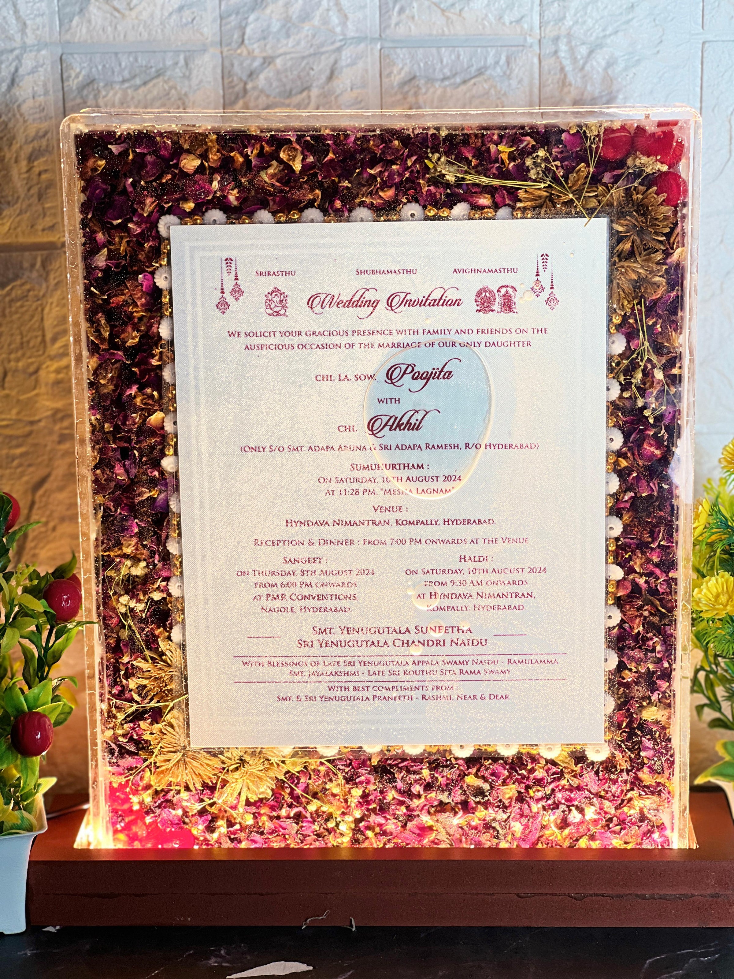 Custom Varmala Preservation Resin Frame | Wedding Card Preservation in Resin