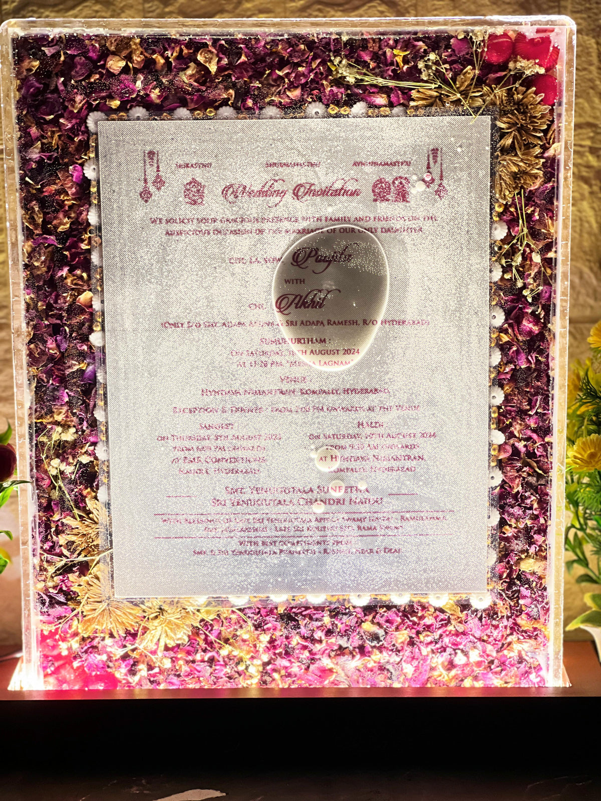 Custom Varmala Preservation Resin Frame | Wedding Card Preservation in Resin