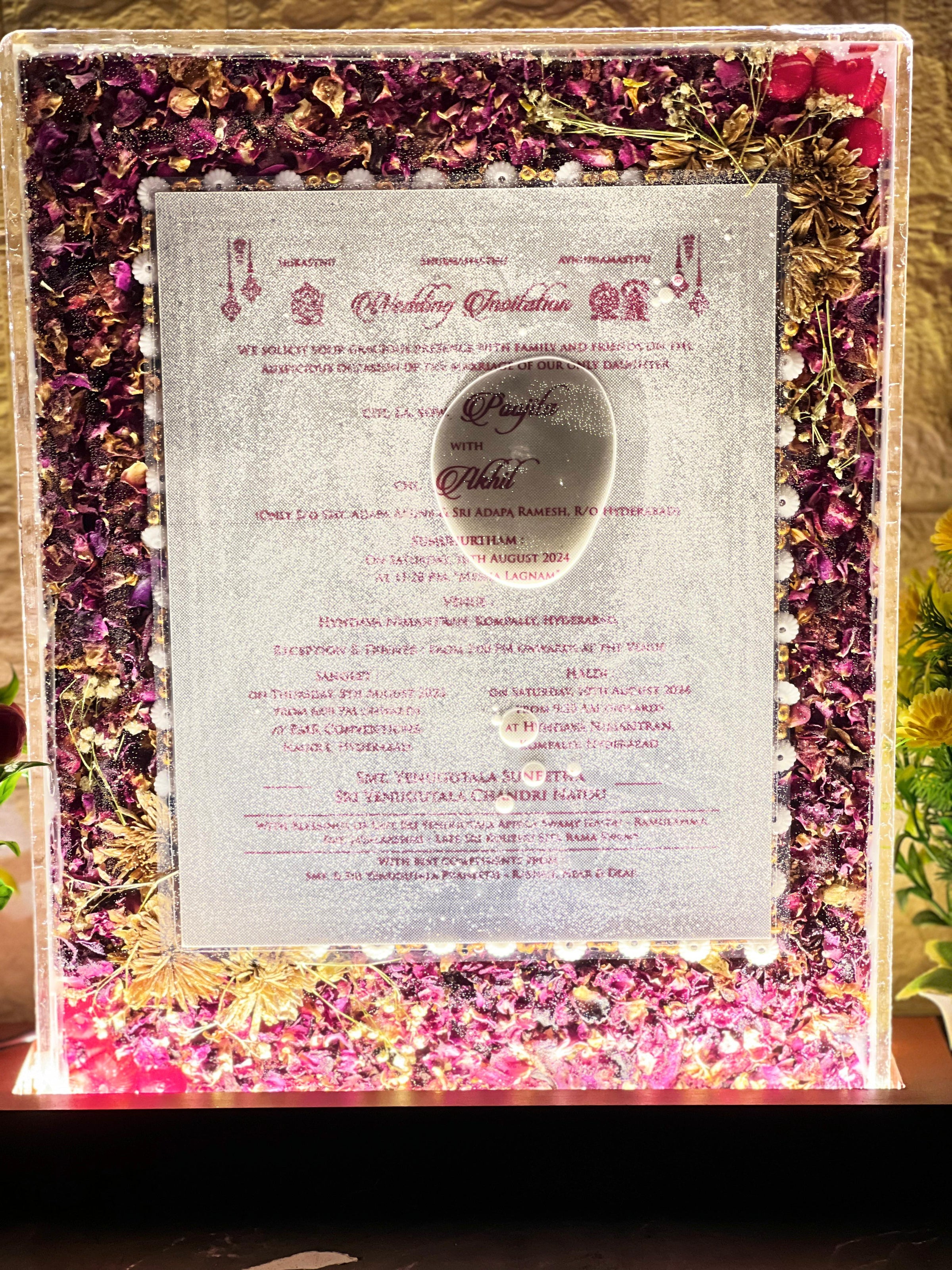 Custom Varmala Preservation Resin Frame | Wedding Card Preservation in Resin
