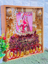 Wedding Garland, Photo & Kaleera Preservation in Wooden Frame (14-Inches)