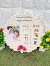 Resin 12 inch curvy round with quirky light , couple details ,names , photo with metal stand  Wedding  Memory  Preservation